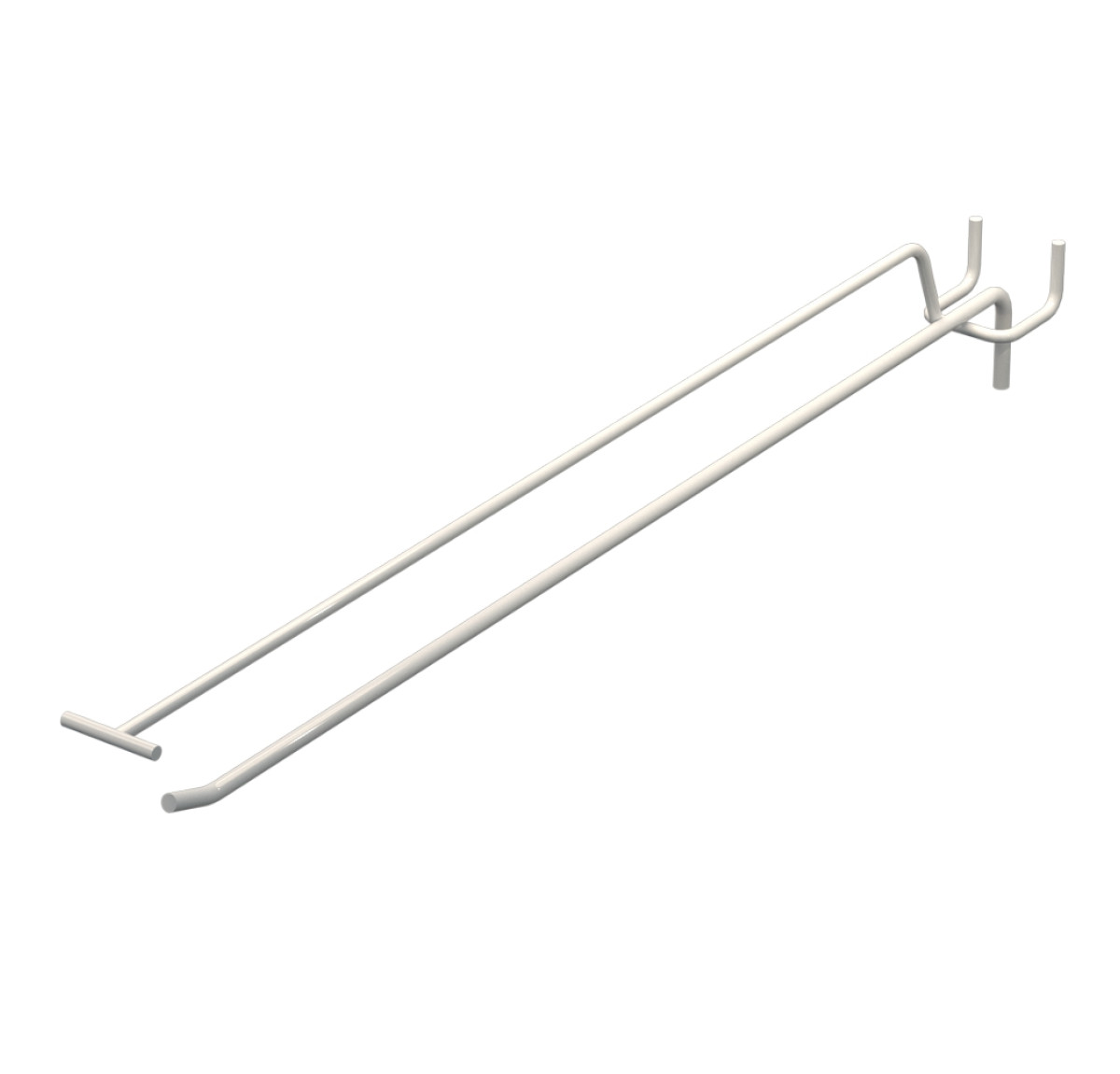 Крючок одинарный с ценникодержателем L-400 мм D-5 мм Белый
