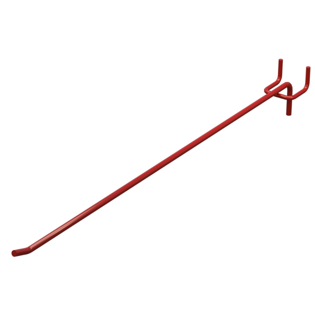 Крючок одинарный для перфорации L-400 мм D-8 мм, шаг 30 мм, Красный RAL3020