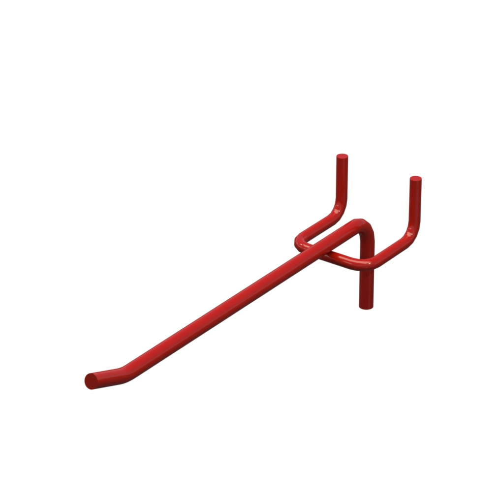 Крючок одинарный для перфорации L-150 мм D-5 мм, шаг 40 мм, Красный RAL3020