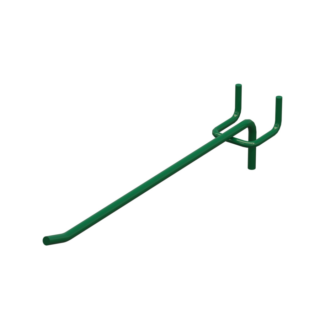 Крючок одинарный для перфорации L-200 мм D-4 мм, шаг 25 мм, Зеленый RAL6029