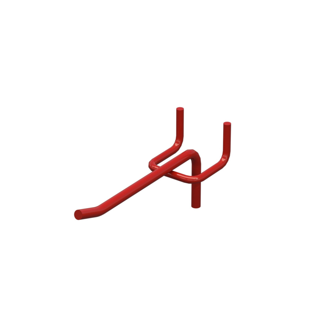 Крючок одинарный для перфорации L-100 мм D-5 мм, шаг 25 мм, Красный RAL3020