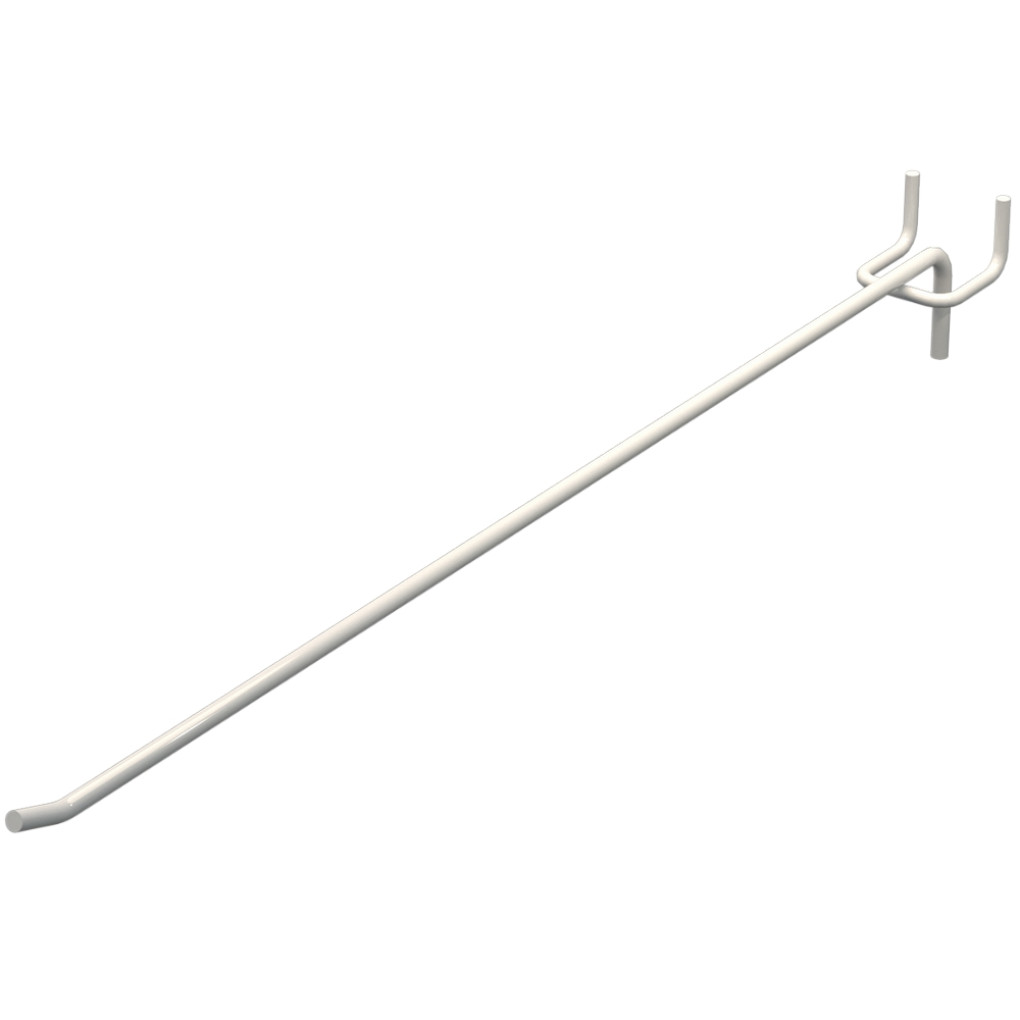Крючок одинарный для перфорации L-400 мм D-5 мм, шаг 25 мм, Белый RAL9003