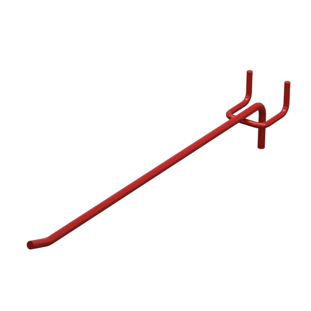 Крючок одинарный для перфорации L-250 мм D-5 мм, шаг 50 мм, Красный RAL3020