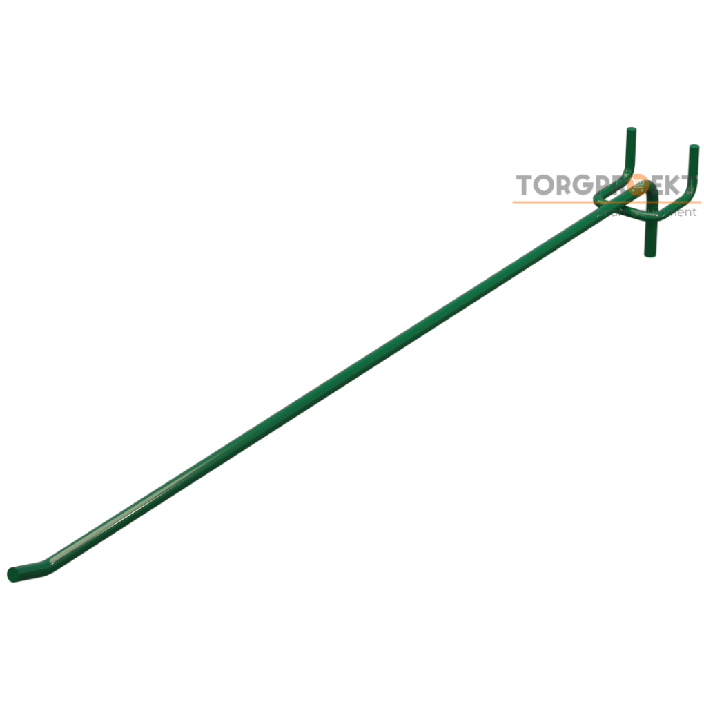 Крючок одинарный для перфорации L-400 мм D-8 мм, шаг 30 мм, Зеленый RAL6029