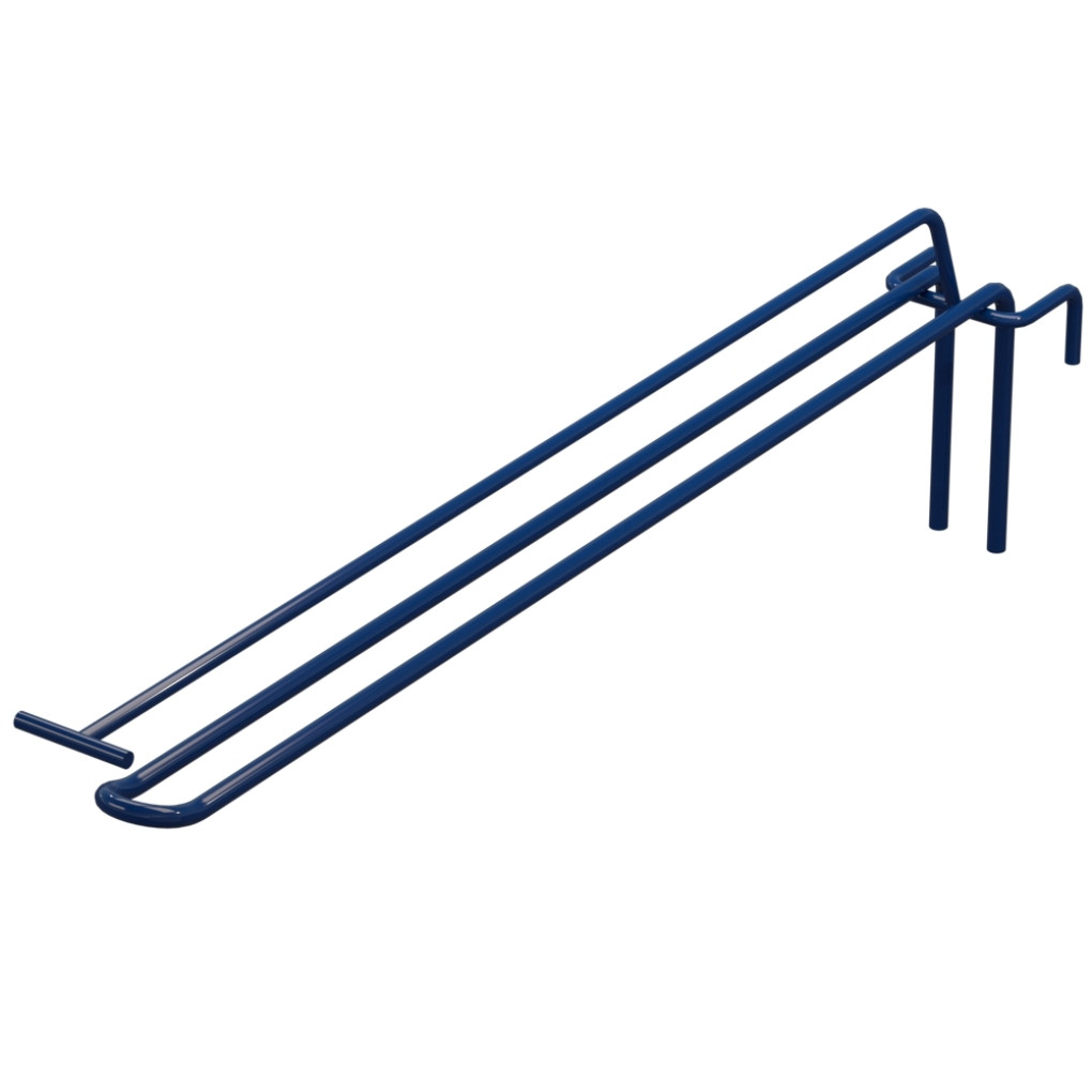 Гачок подвійний з цінникоутримувачем L-350 мм для сітки Синій d-5мм