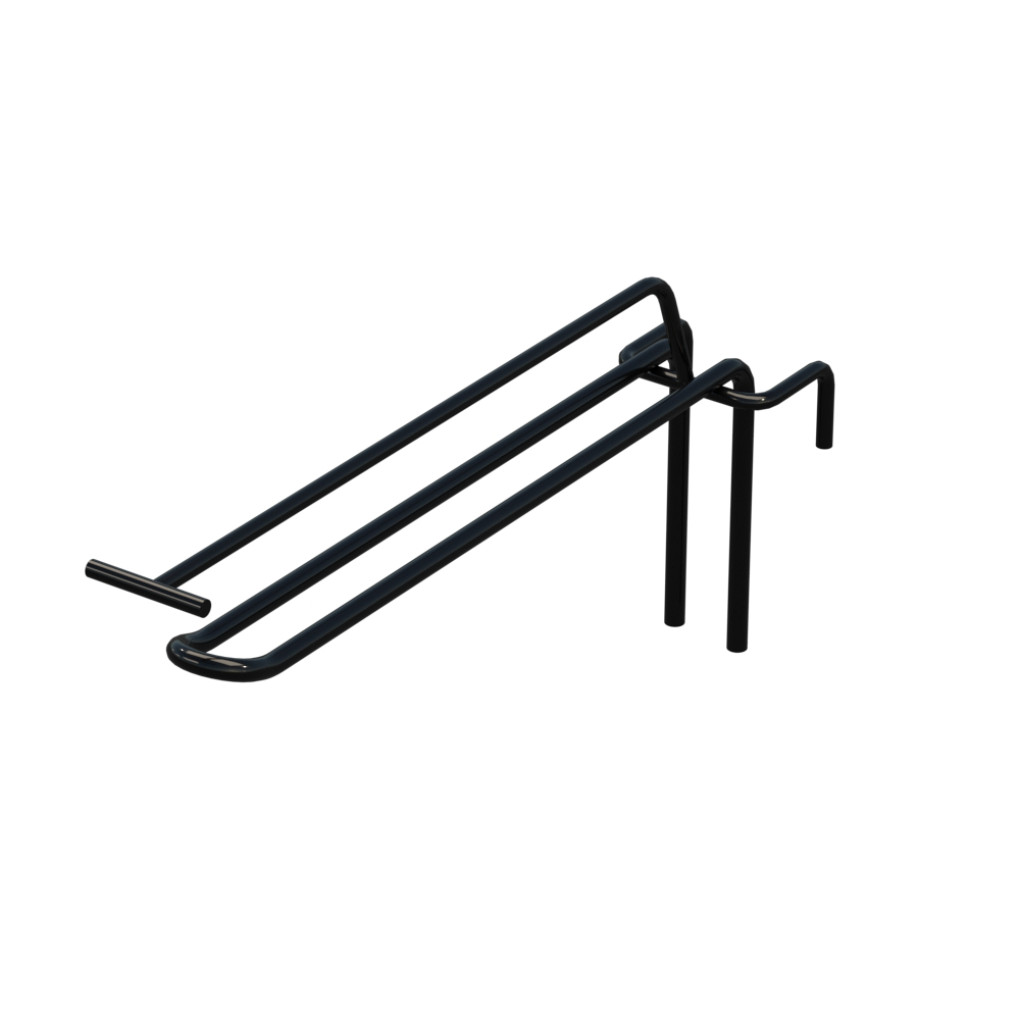 Крючок двойной с ценникодержателем L-200 мм для сетки Черный d-5мм