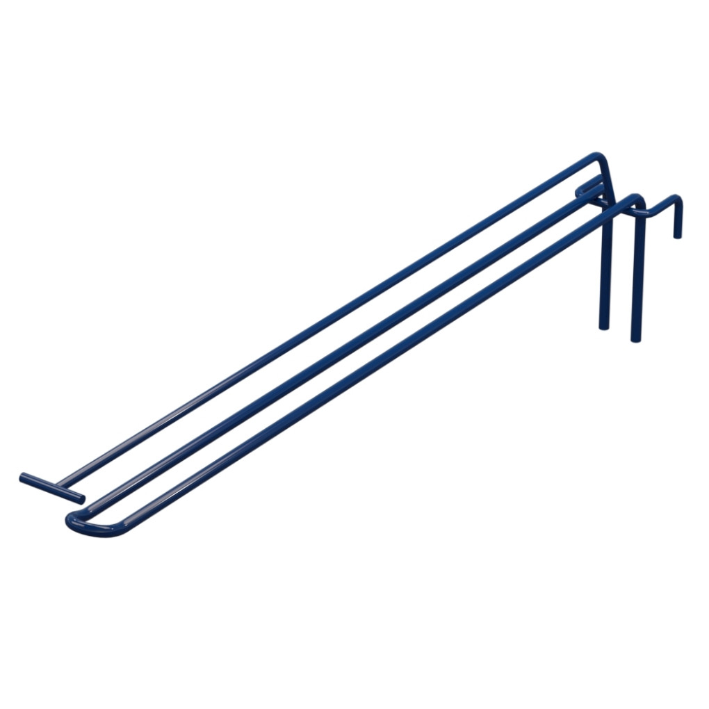 Гачок подвійний з цінникоутримувачем L-400 мм для сітки Синій d-5мм