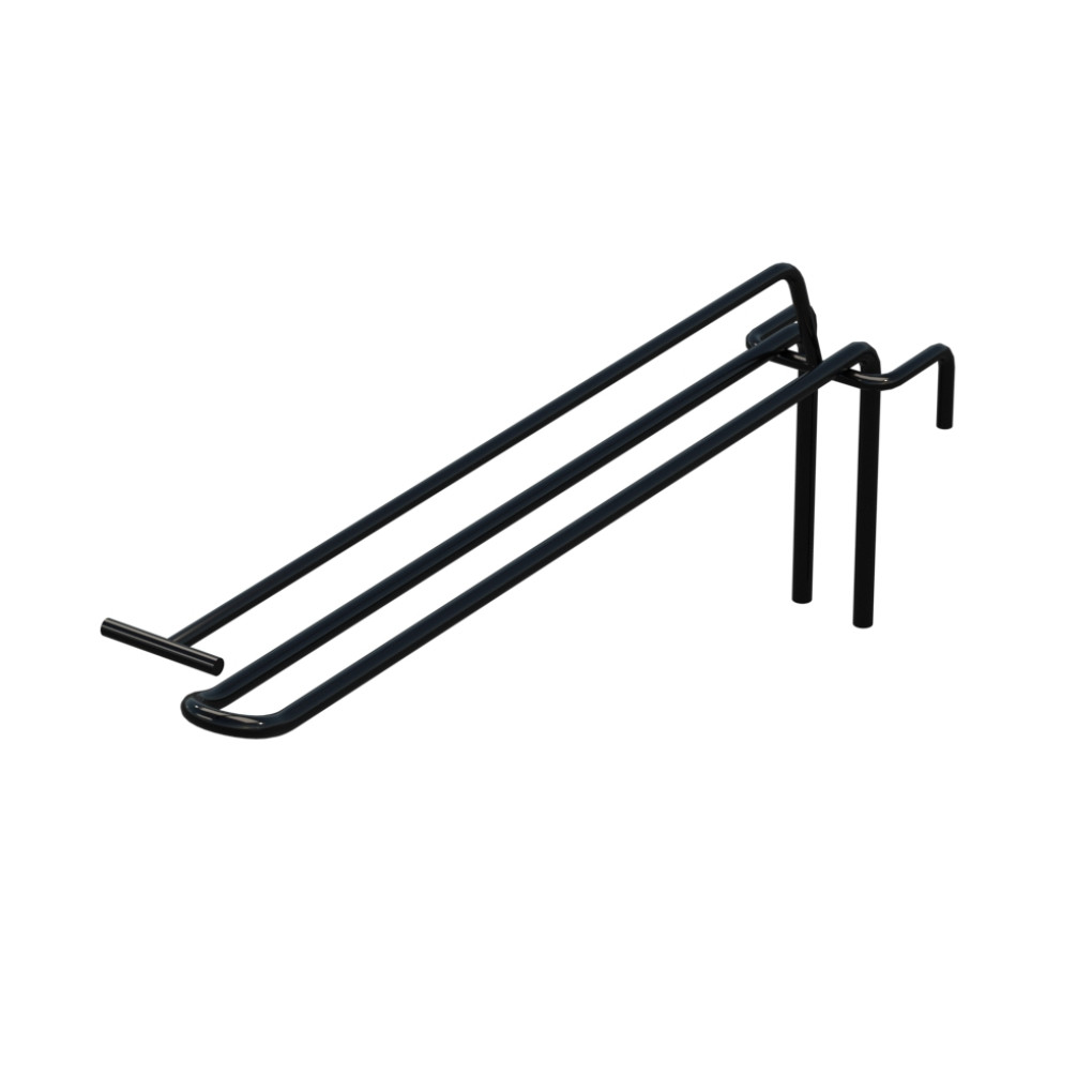 Крючок двойной с ценникодержателем L-250 мм для сетки Черный d-5мм