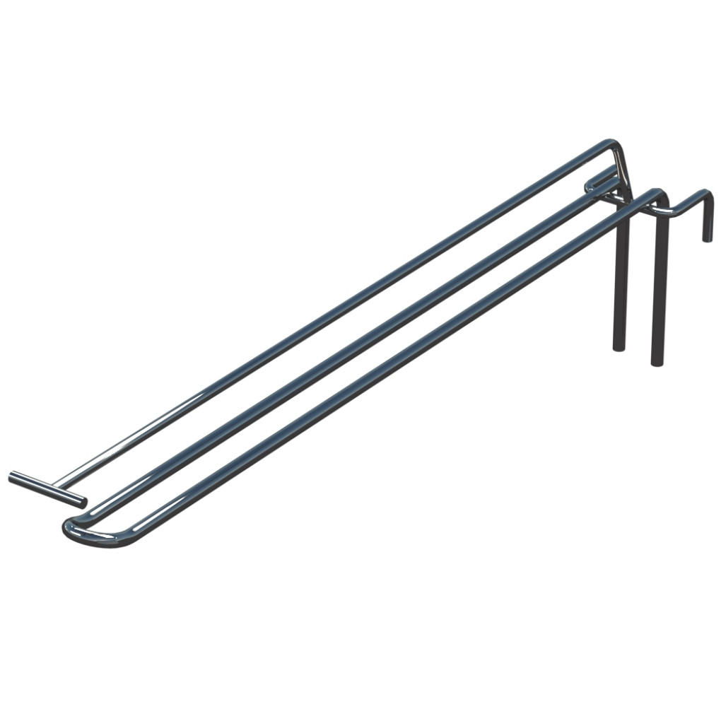 Гачок подвійний з цінникоутримувачем L-350 мм для сітки Хром d-5мм