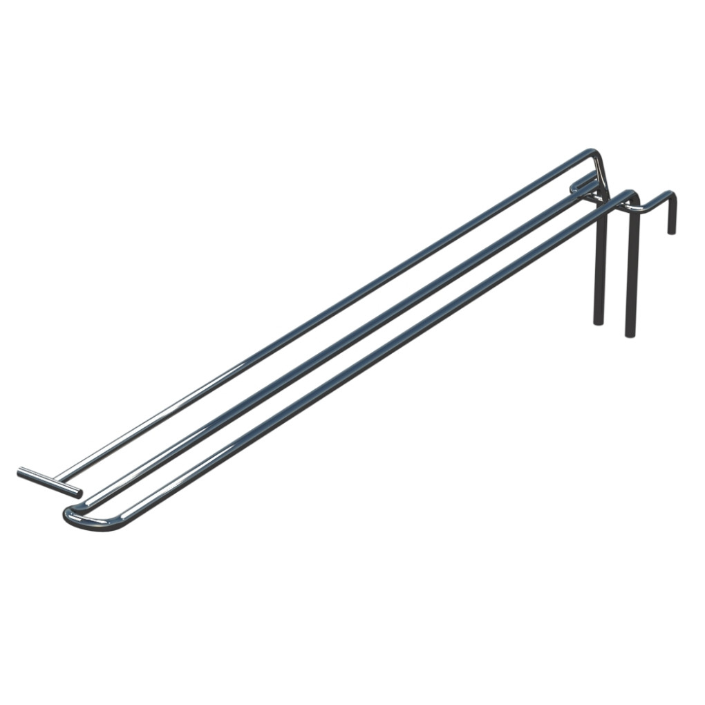 Гачок подвійний з цінникоутримувачем L-400 мм для сітки Хром d-5мм