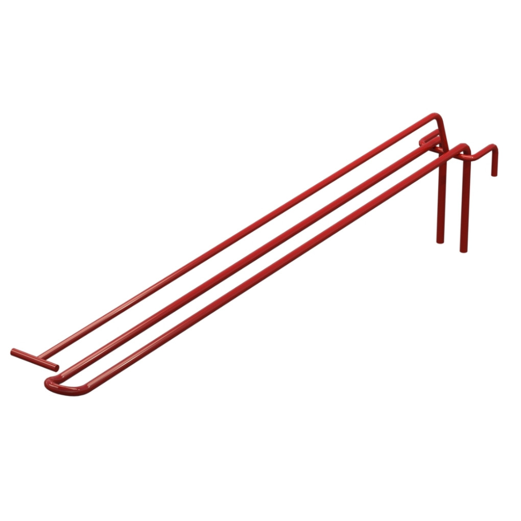 Крючок двойной с ценникодержателем L-400 мм для сетки Красный d-5мм