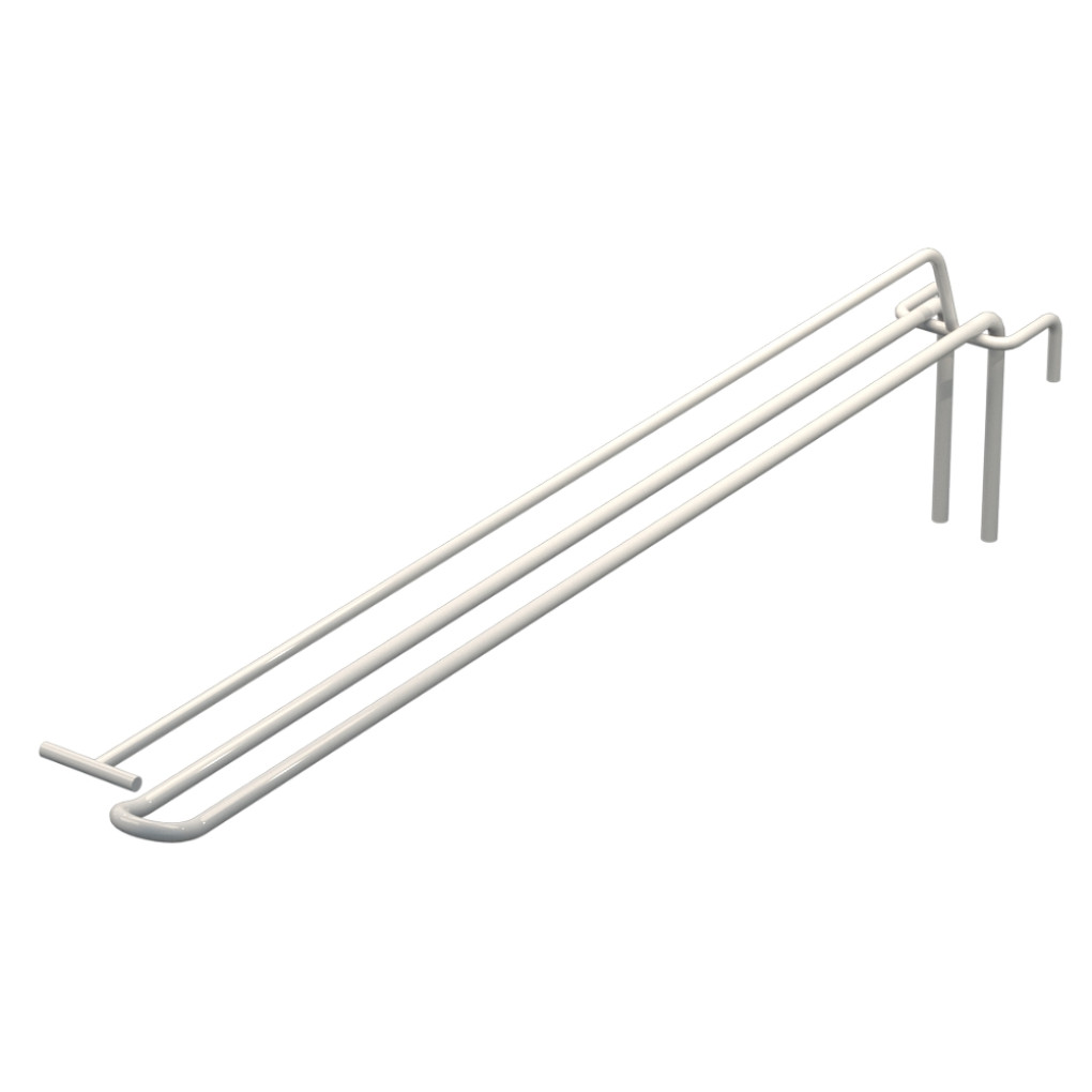 Гачок подвійний з цінникоутримувачем L-400 мм для сітки Білий d-5мм