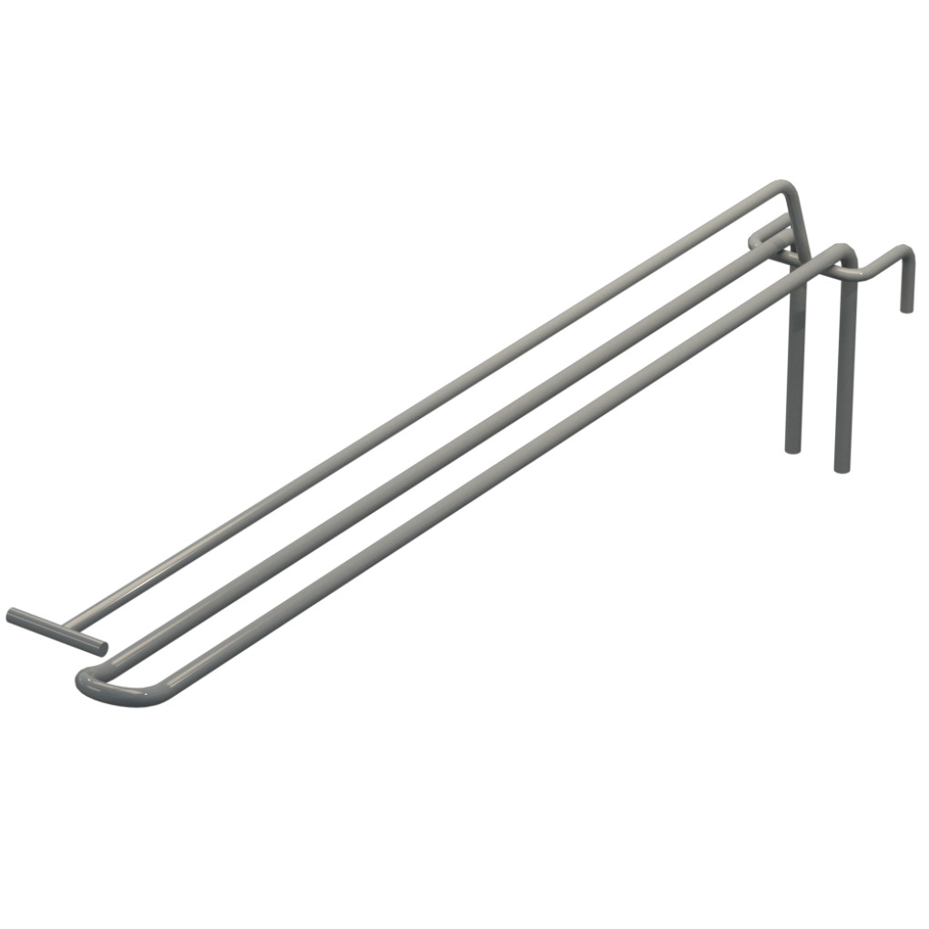 Гачок подвійний з цінникоутримувачем L-350 мм для сітки Сірий d-5мм