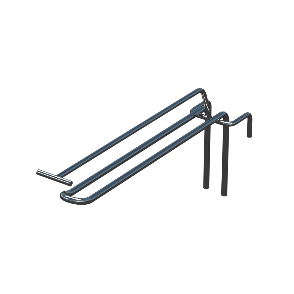 Крючок двойной с ценникодержателем L-200 мм для сетки Хром d-5мм