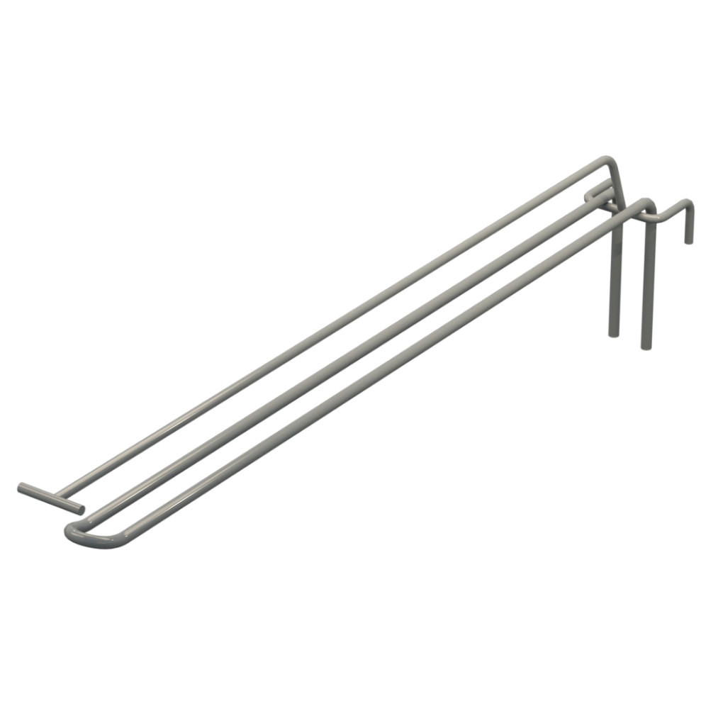 Гачок подвійний з цінникоутримувачем L-400 мм для сітки Сірий d-5мм