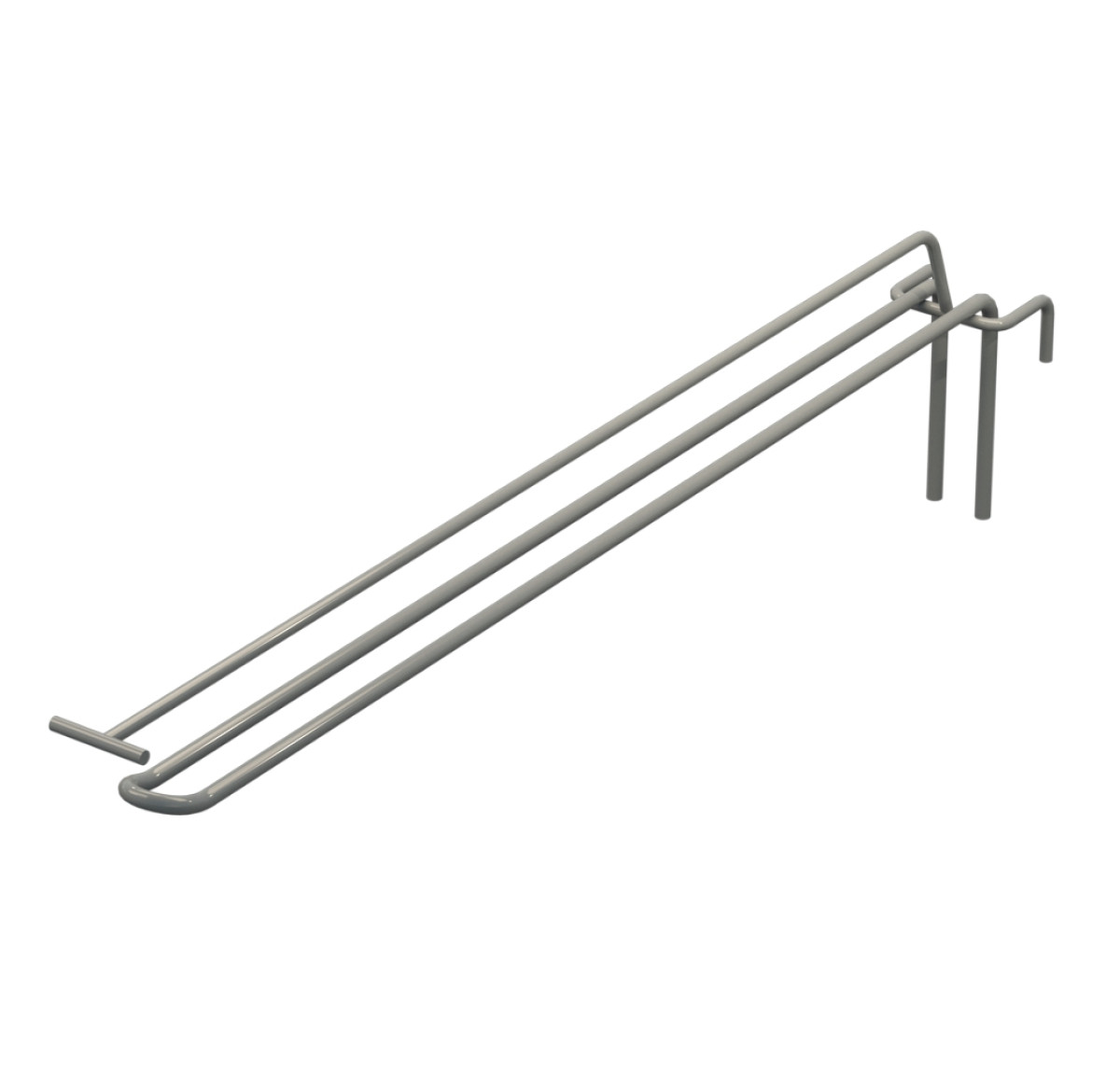 Гачок подвійний з цінникоутримувачем L-400 мм для сітки Сірий d-5мм