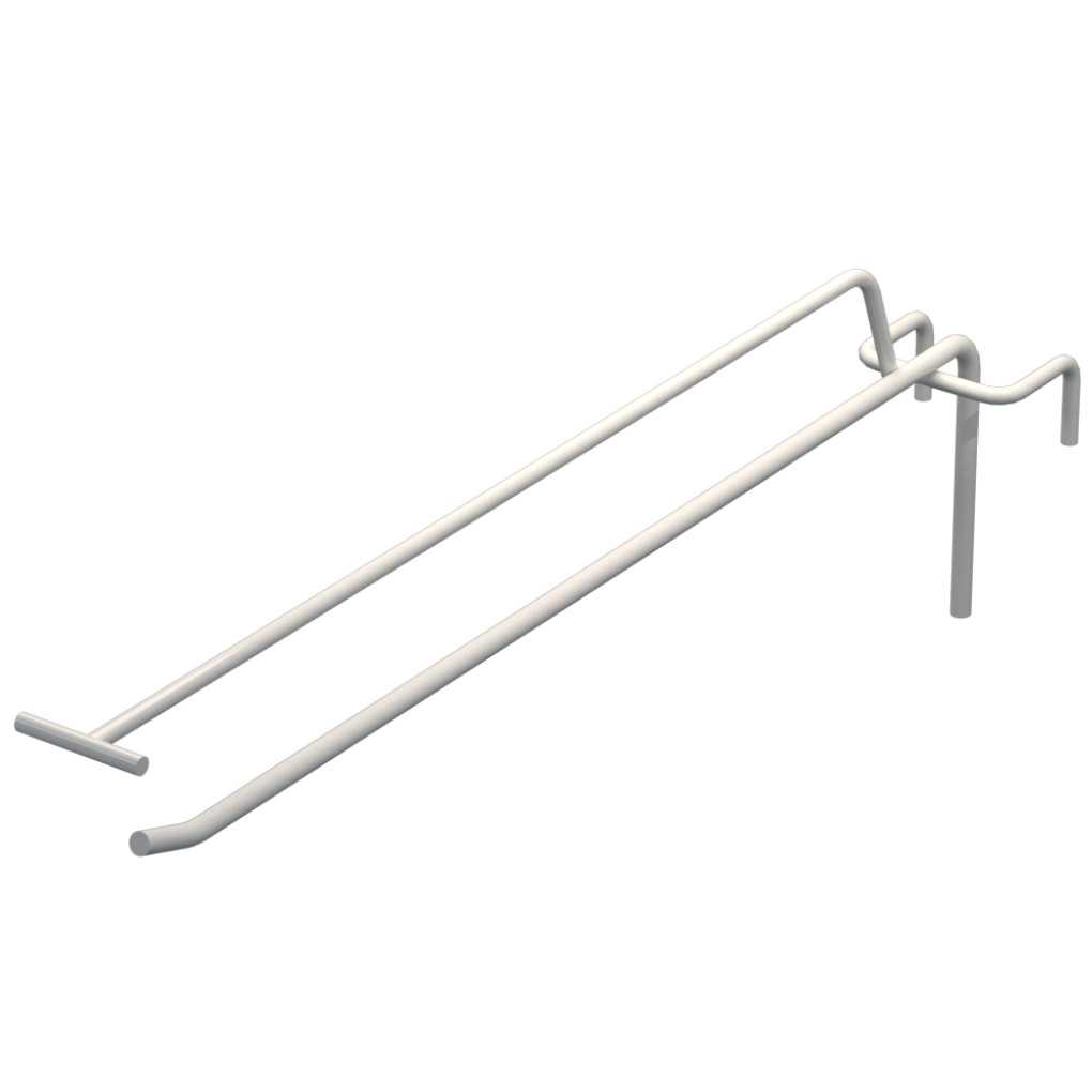 Крючок одинарный с ценникодержателем L-300 мм D-5 мм для сетки Ral 9003