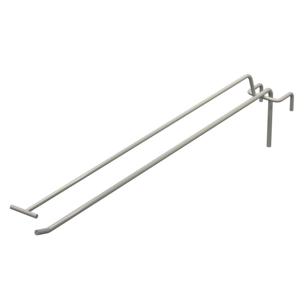 Крючок одинарный с ценникодержателем L-400 мм D-5 мм для сетки Ral 7035