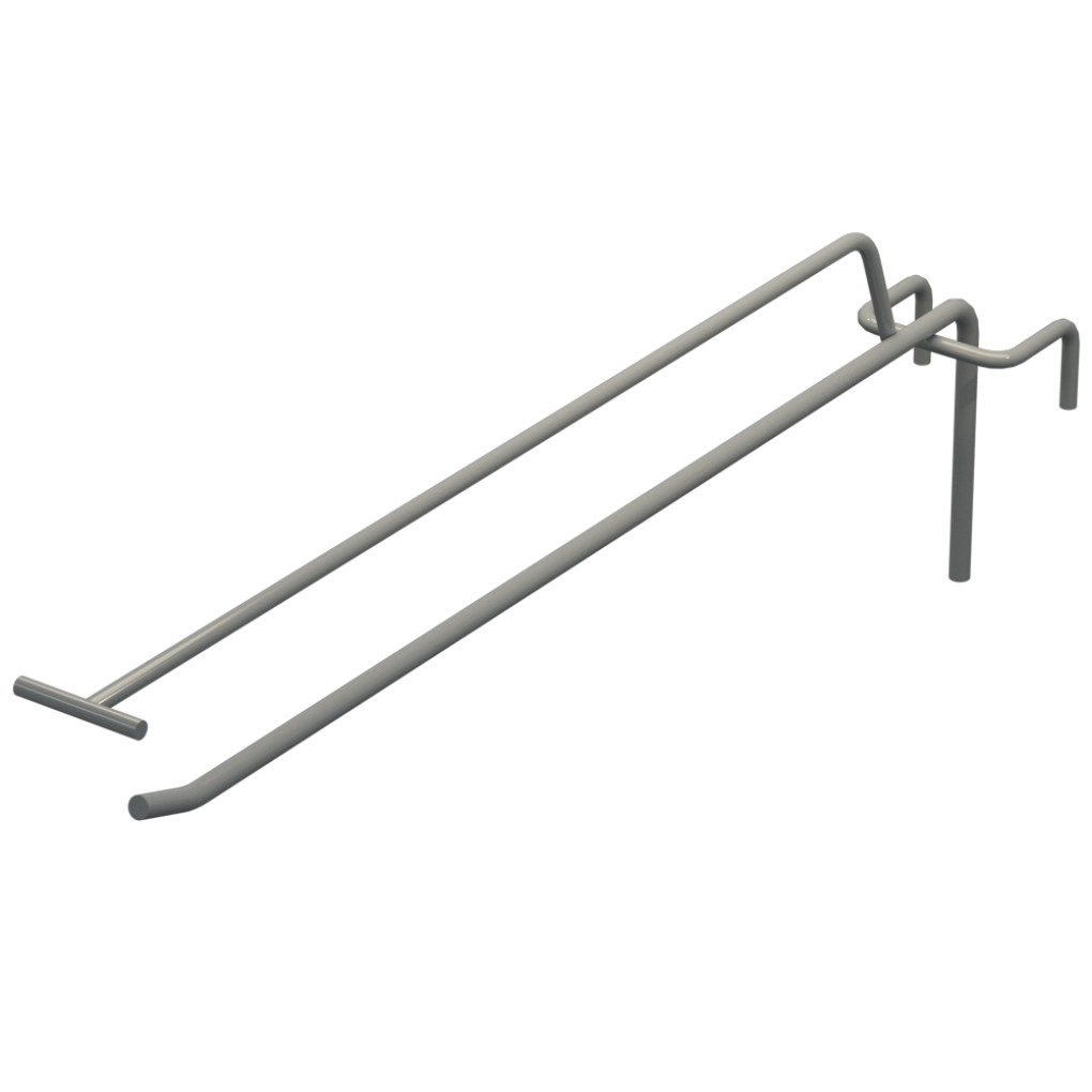 Крючок одинарный с ценникодержателем L-300 мм D-5 мм для сетки Ral 9006