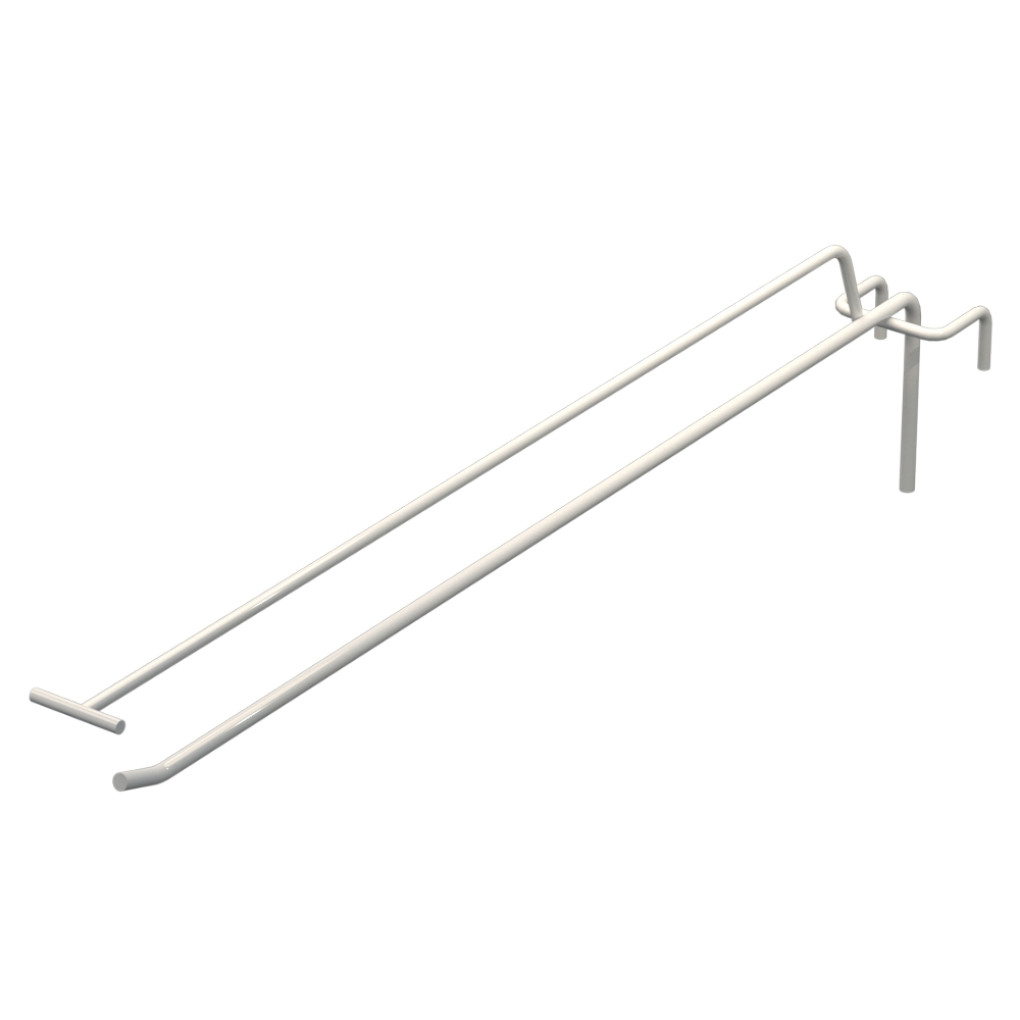 Крючок одинарный с ценникодержателем L-400 мм D-5 мм для сетки Ral 9003