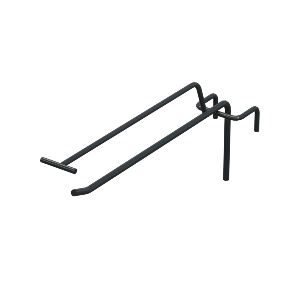 Крючок одинарный с ценникодержателем L-200 мм D-5 мм для сетки Ral 7016