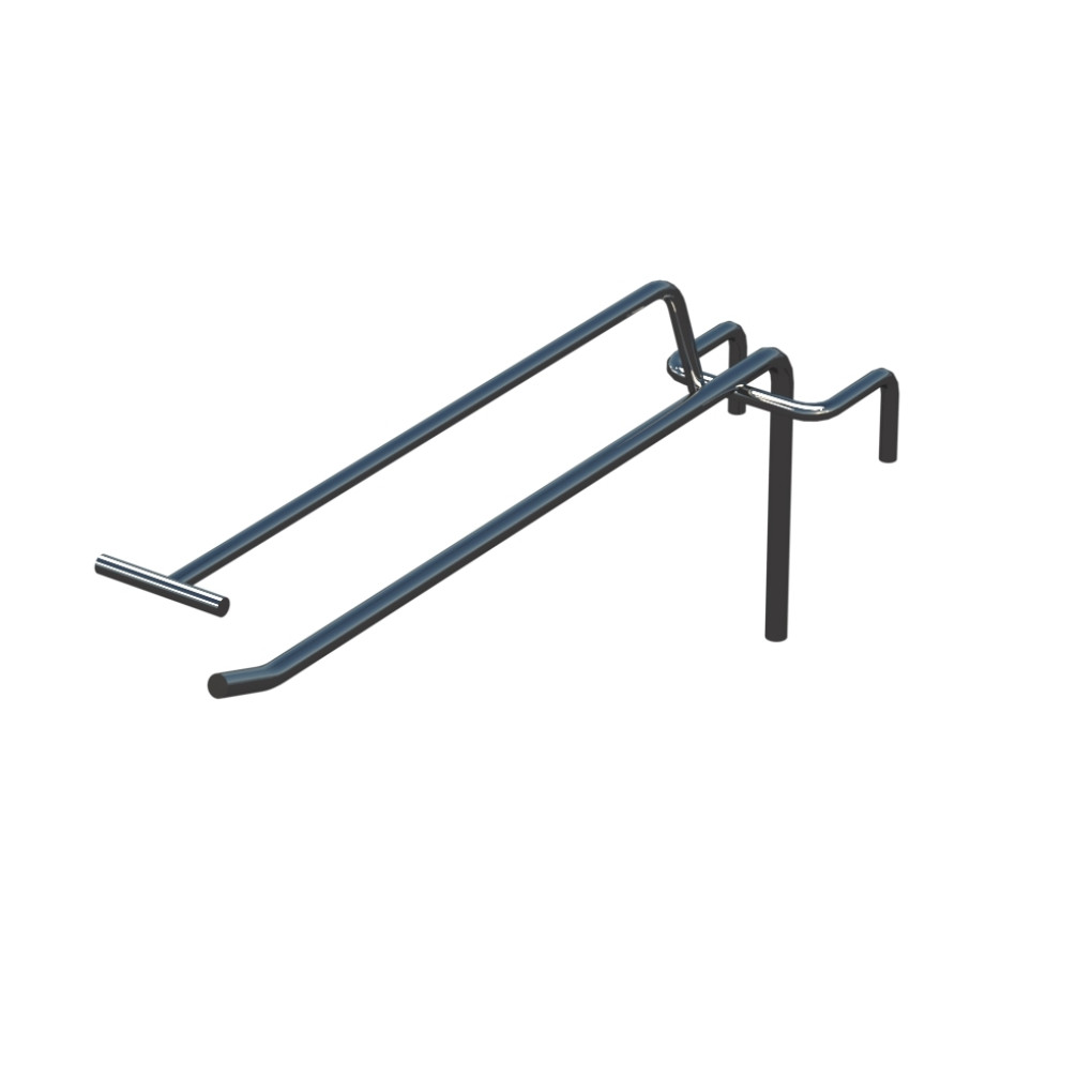 Крючок одинарный с ценникодержателем L-200 мм D-5 мм для сетки Хром