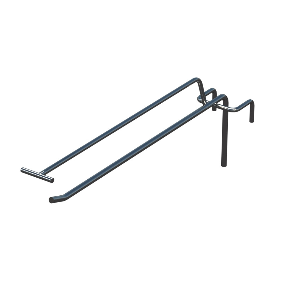 Крючок одинарный с ценникодержателем L-250 мм D-5 мм для сетки Хром