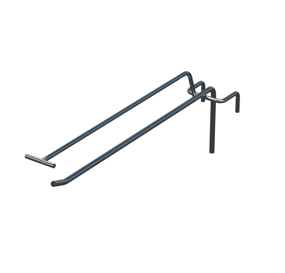 Крючок одинарный с ценникодержателем L-250 мм D-5 мм для сетки Хром