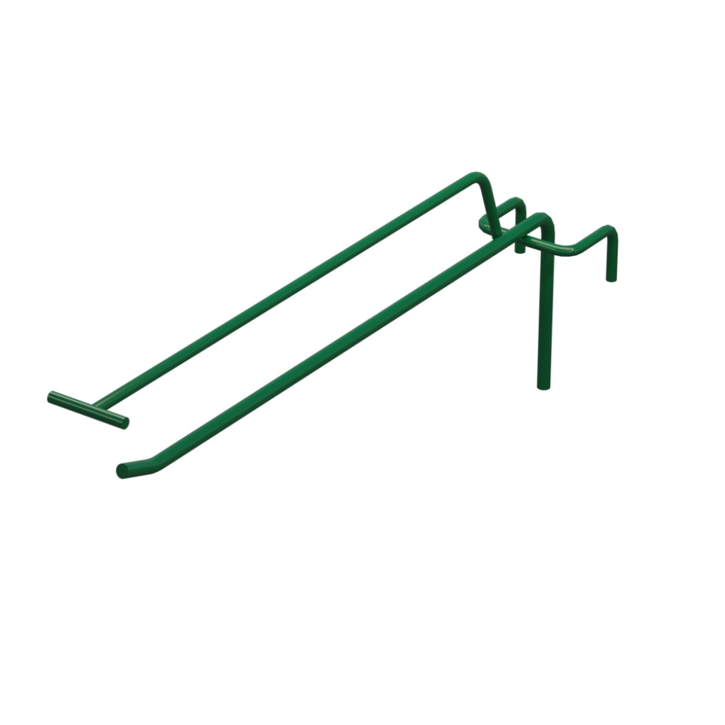 Крючок одинарный с ценникодержателем L-250 мм D-5 мм для сетки Ral 6029