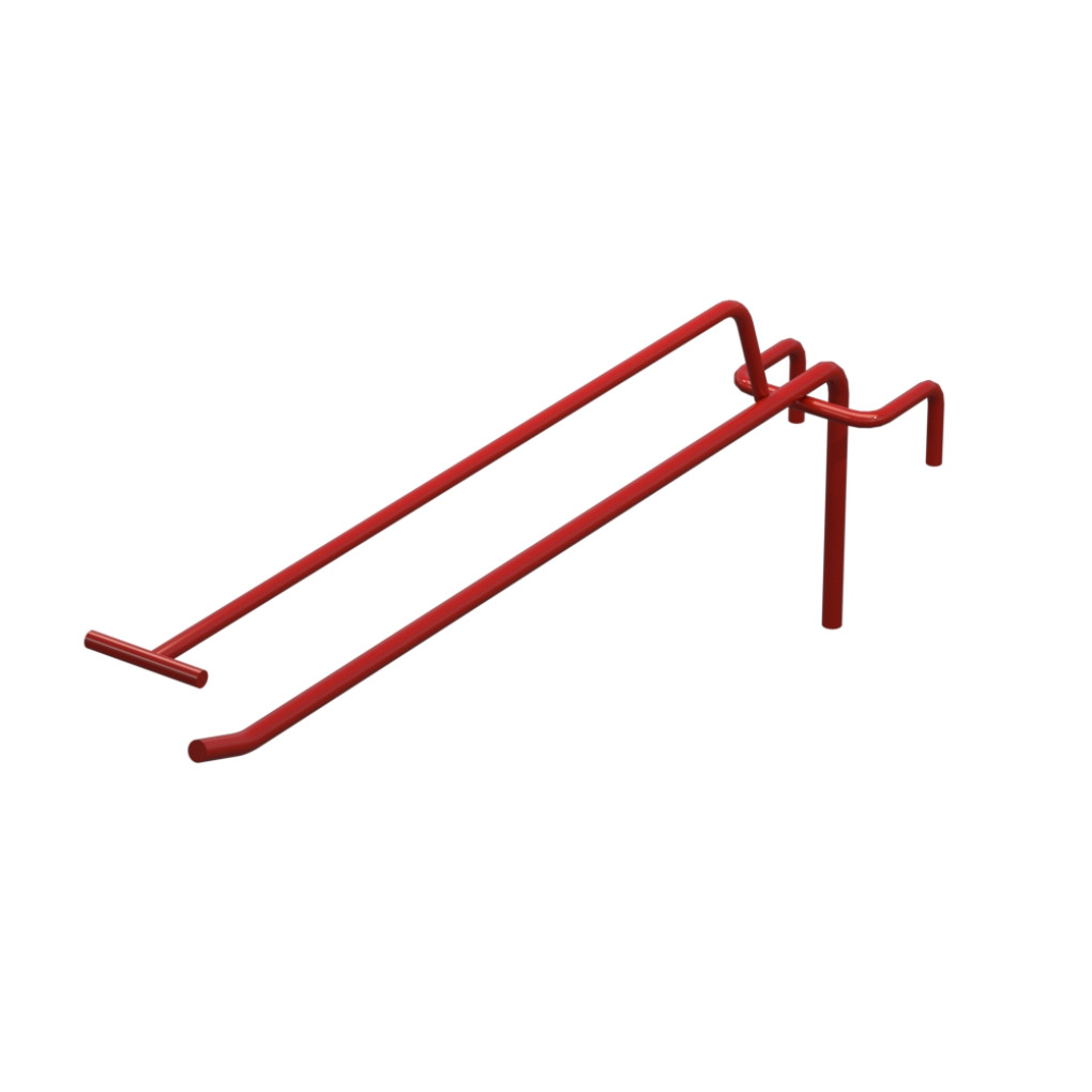 Крючок одинарный с ценникодержателем L-250 мм D-5 мм для сетки Ral 3020