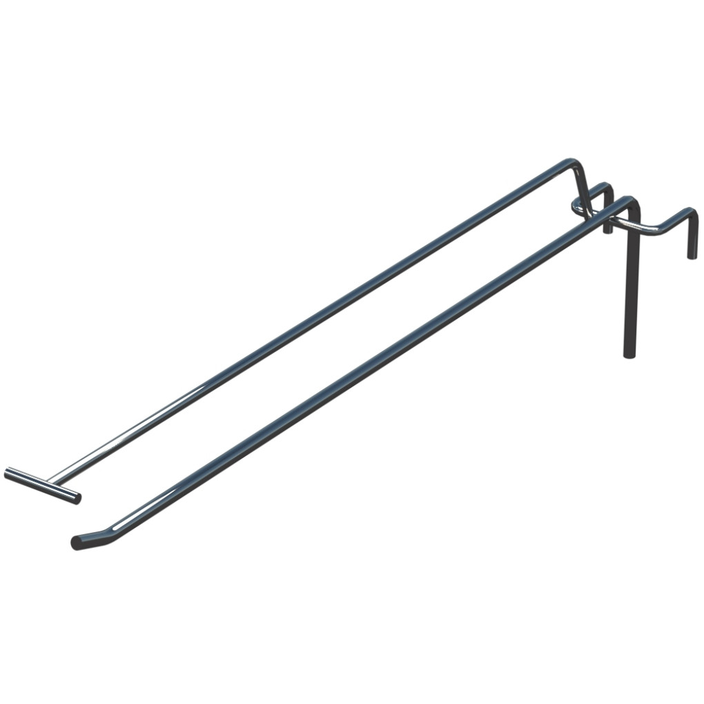 Крючок одинарный с ценникодержателем L-350 мм D-5 мм для сетки Хром