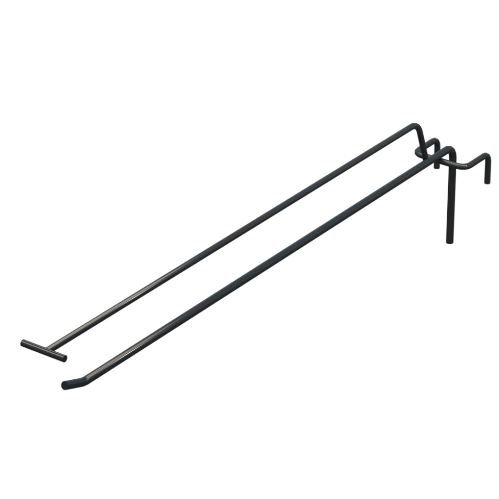 Крючок одинарный с ценникодержателем L-400 мм D-5 мм для сетки Ral 7016