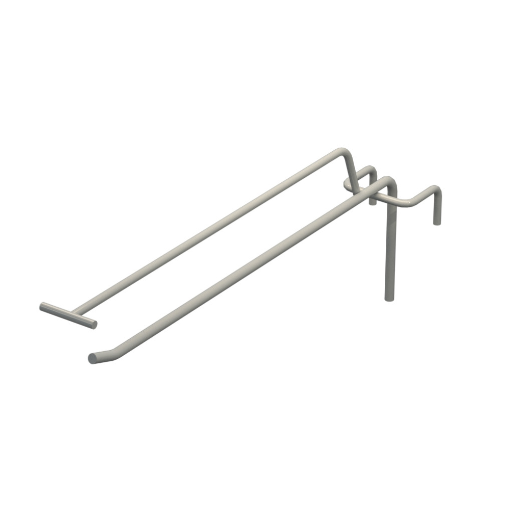 Крючок одинарный с ценникодержателем L-250 мм D-5 мм для сетки Ral 7035