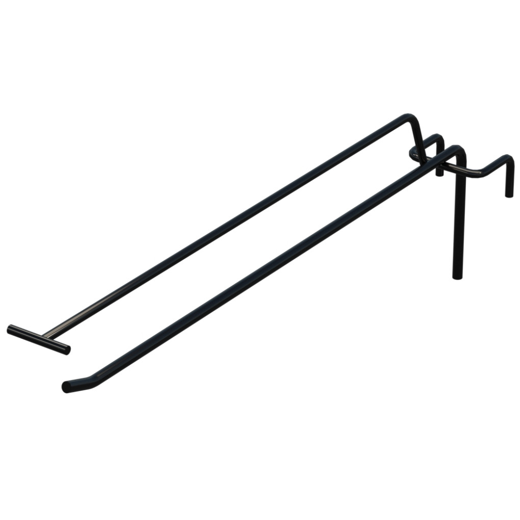 Крючок одинарный с ценникодержателем L-300 мм D-5 мм для сетки Ral 9005