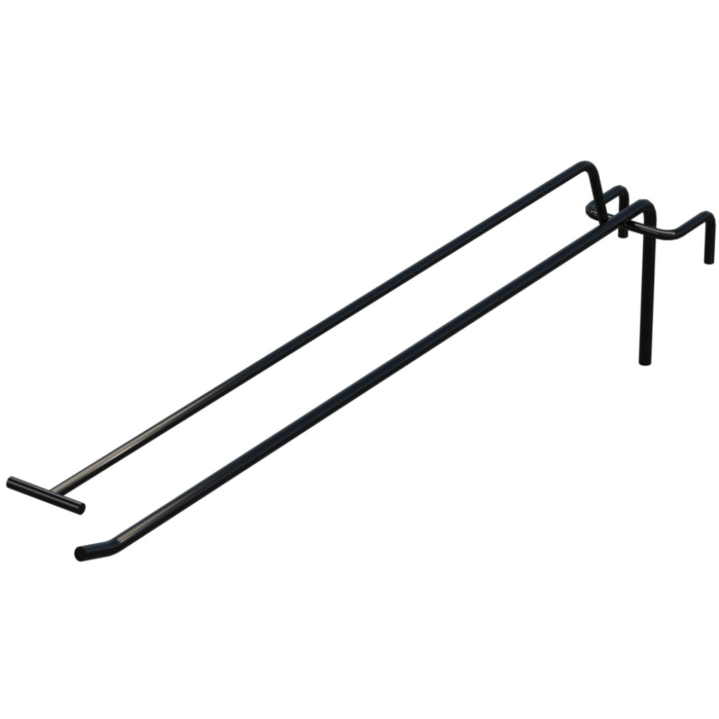 Крючок одинарный с ценникодержателем L-350 мм D-5 мм для сетки Ral 9005