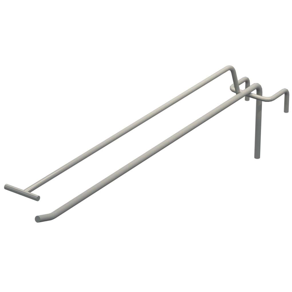 Крючок одинарный с ценникодержателем L-300 мм D-5 мм для сетки Ral 7035