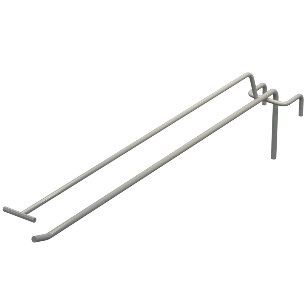 Крючок одинарный с ценникодержателем L-350 мм D-5 мм для сетки Ral 7035