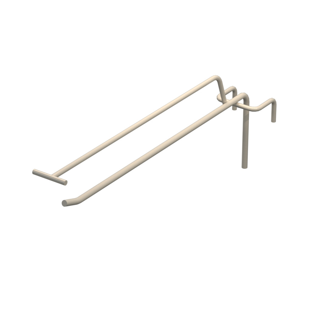 Крючок одинарный с ценникодержателем L-250 мм D-5 мм для сетки Ral 9001