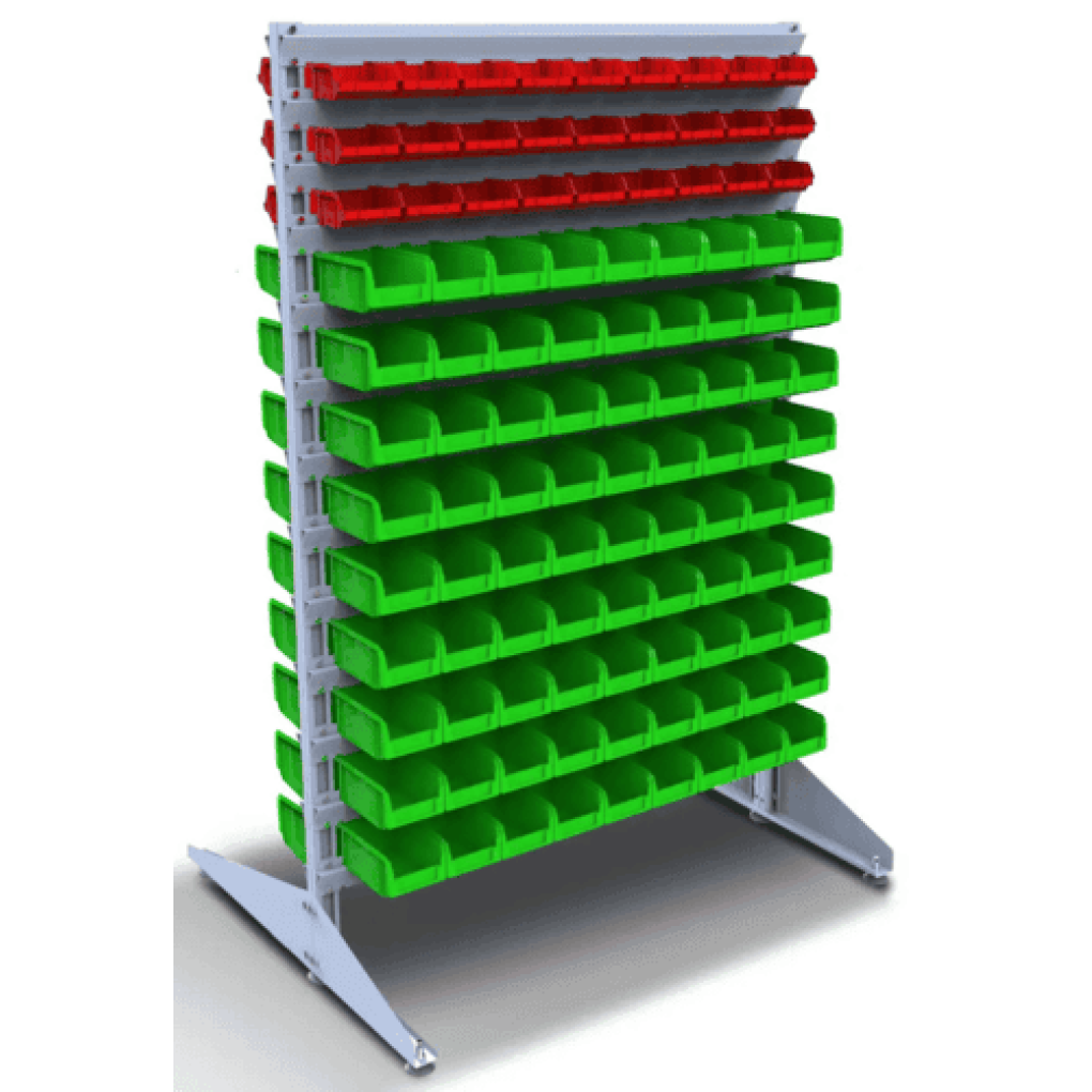 Метизный стеллаж на 90 пластиковых боксов для магазина