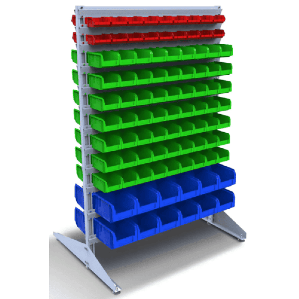 Стеллаж для шурупов и болтов с пластиковыми ящиками - 186 шт