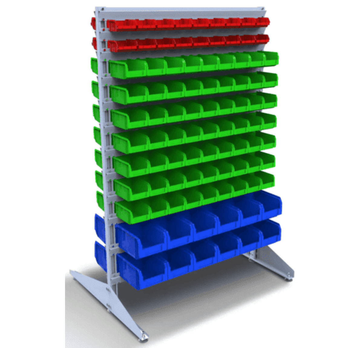 Стеллаж для шурупов и болтов с пластиковыми ящиками - 186 шт