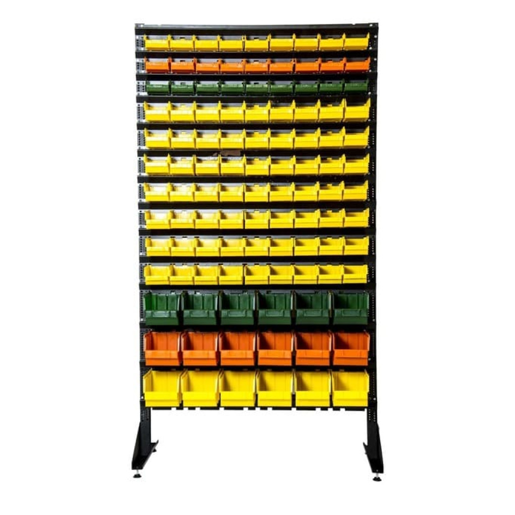 Стеллаж двусторонний под метизы 1800 мм на производство - 216 боксов