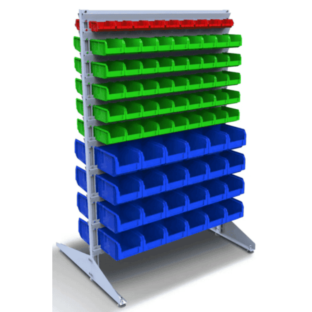 Торговый стеллаж для метизов на 156 пластиковых контейнеров