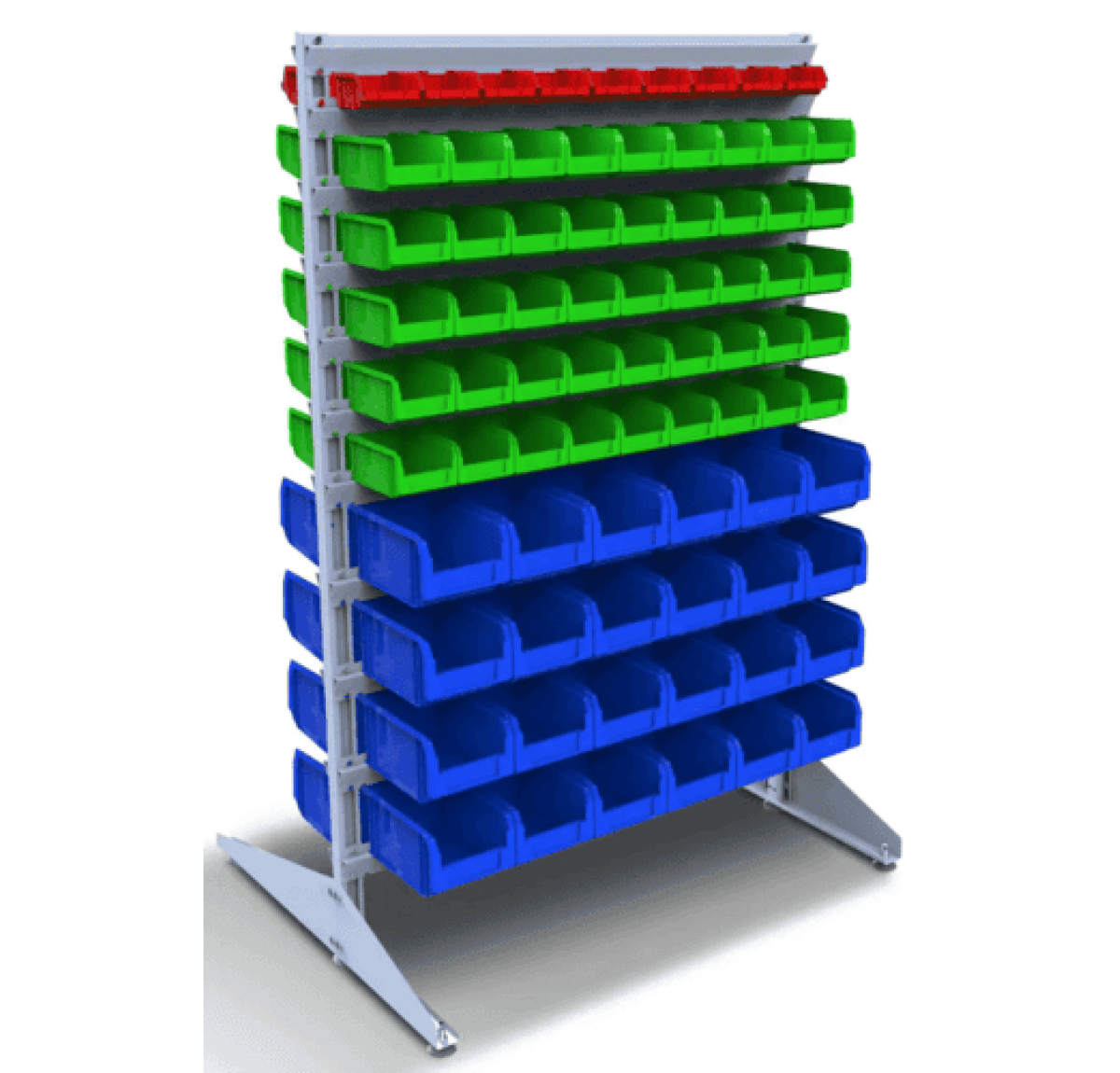 Торговый стеллаж для метизов на 156 пластиковых контейнеров