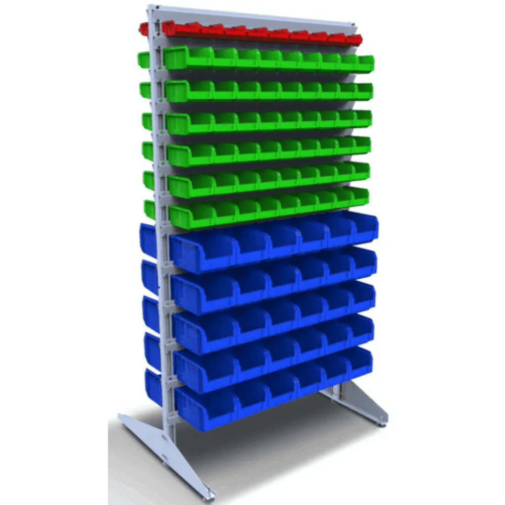 Стеллаж для склада с пластиковыми ящиками - 186 боксов