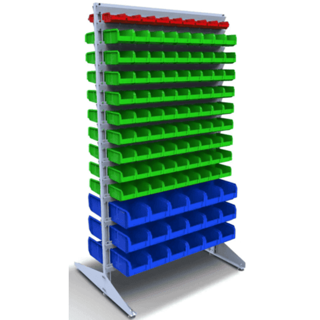 Стеллаж для метизов с пластиковыми ящиками - 216 контейнеров для автозапчастей, сантехники
