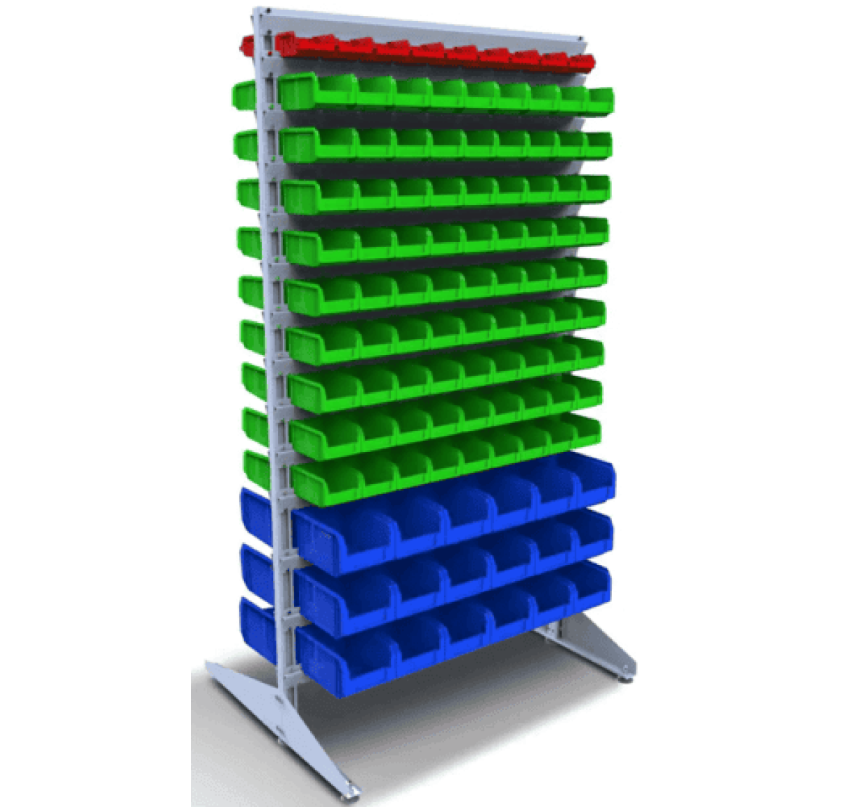 Стеллаж для метизов с пластиковыми ящиками - 216 контейнеров для автозапчастей, сантехники