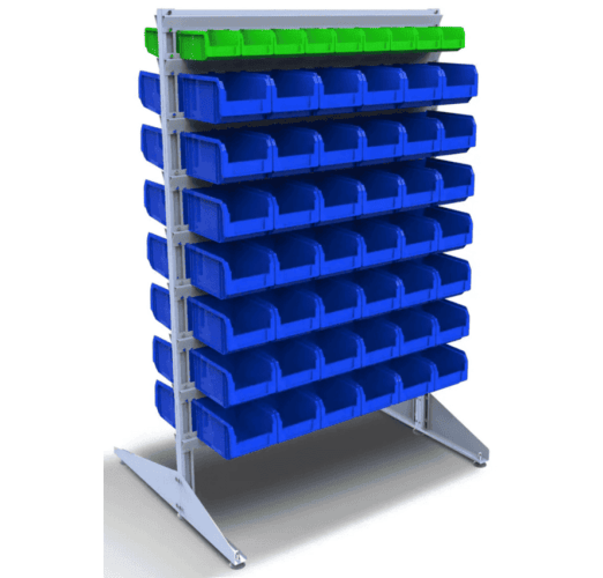 Стеллаж на 102 пластиковых ящика для болтов и запчастей