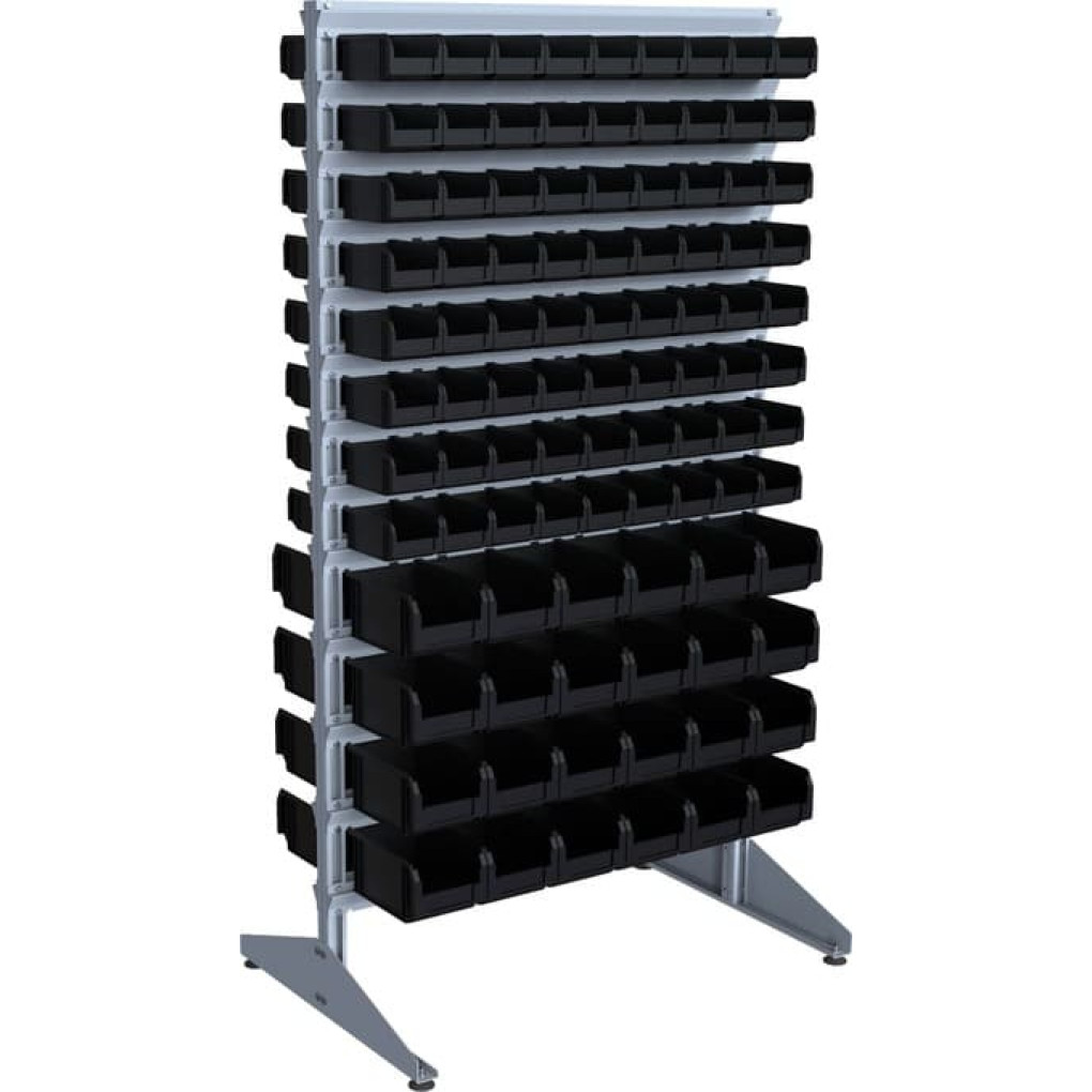 Двусторонний стеллаж на 192 пластиковых ящика