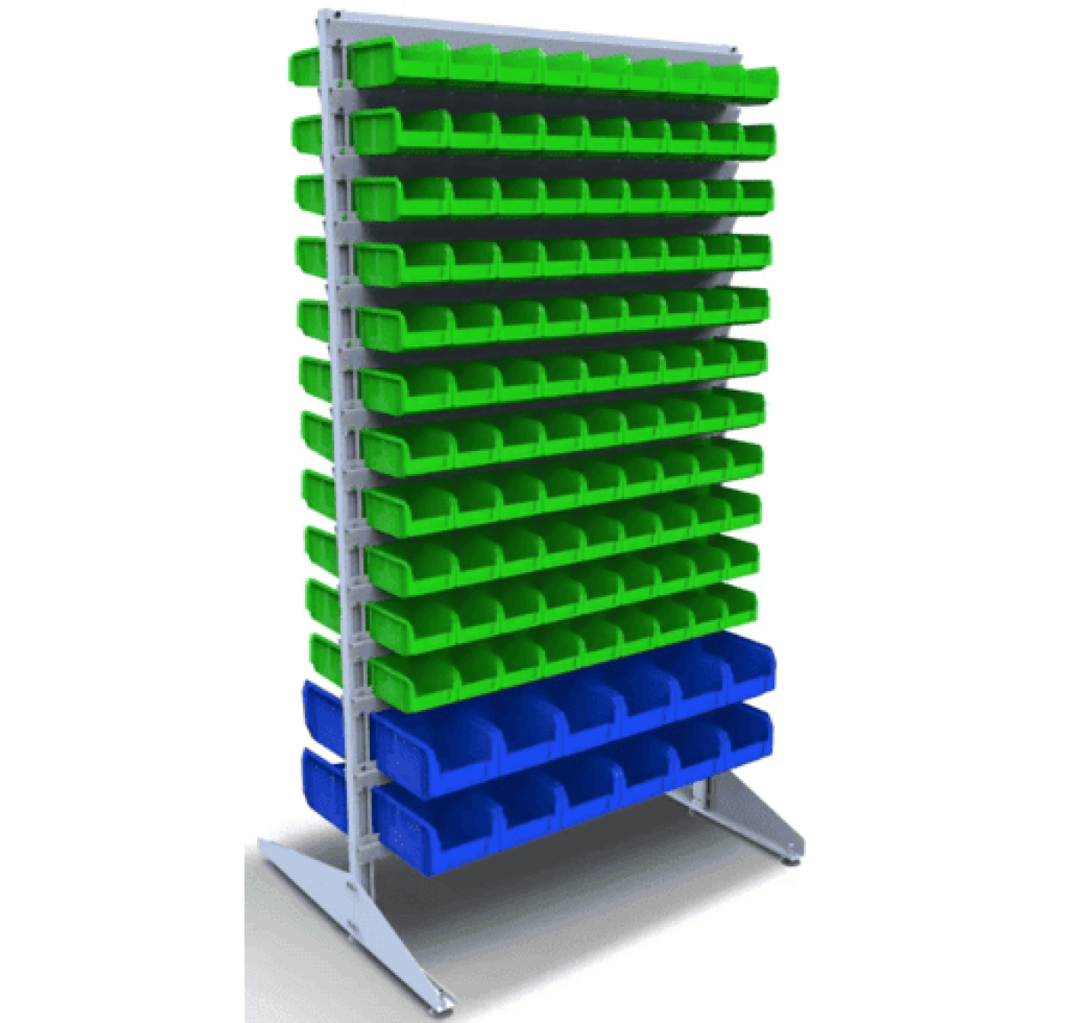 Стеллаж метизный на 222 лотка с пластиковыми ящиками под мелкие запчасти